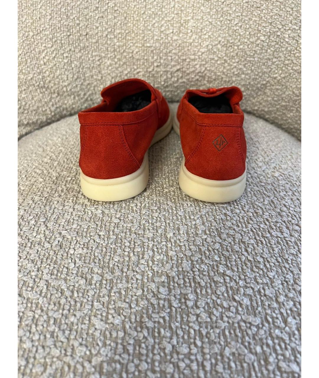 LORO PIANA Красные замшевые лоферы, фото 4