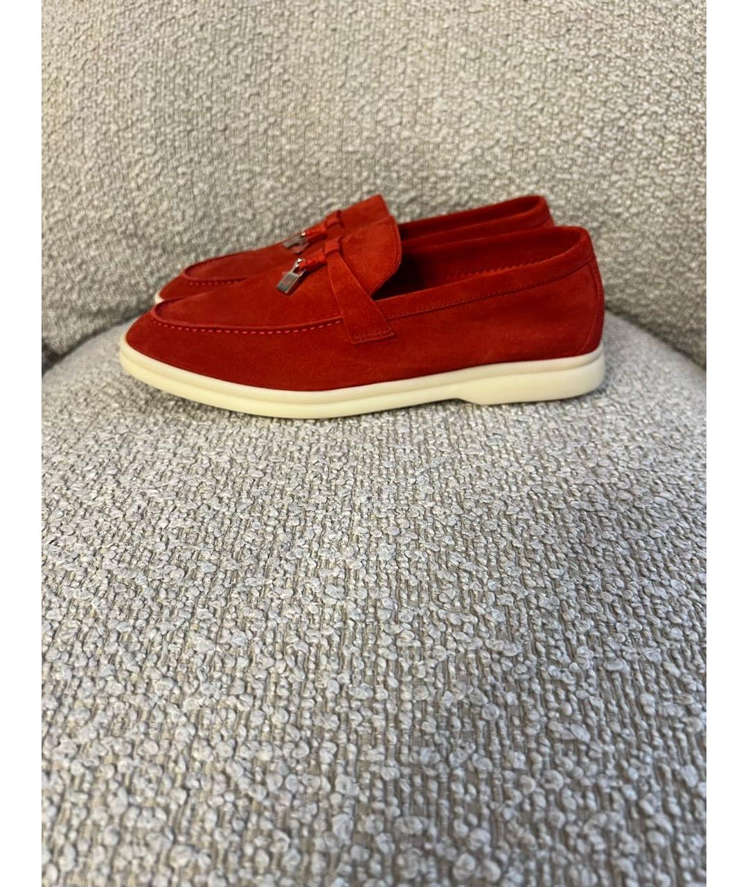 LORO PIANA Красные замшевые лоферы, фото 5