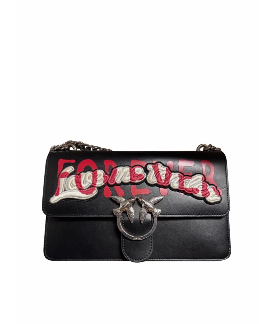 PINKO Черная кожаная сумка через плечо, фото 1