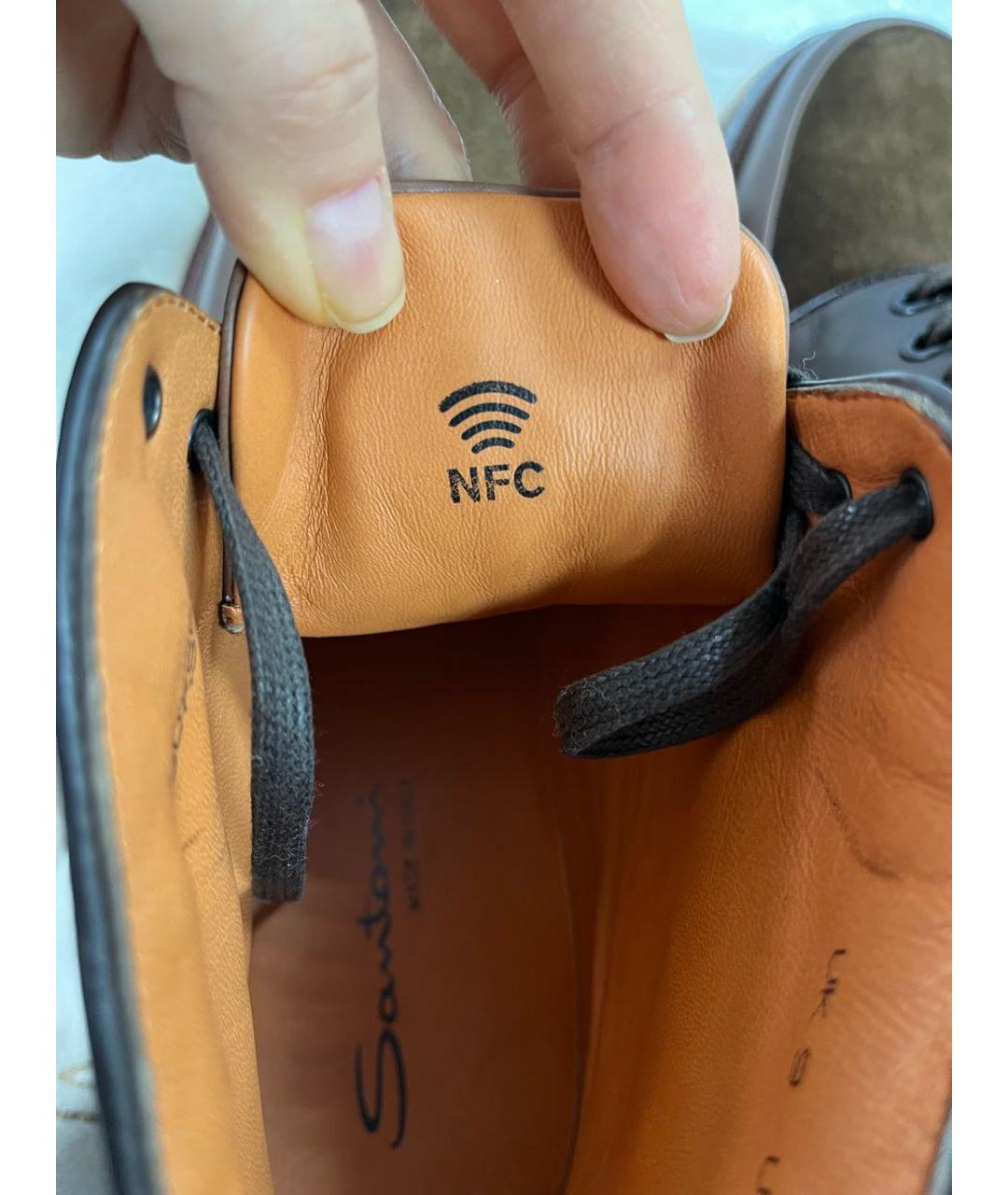 SANTONI Коричневые кожаные высокие ботинки, фото 4