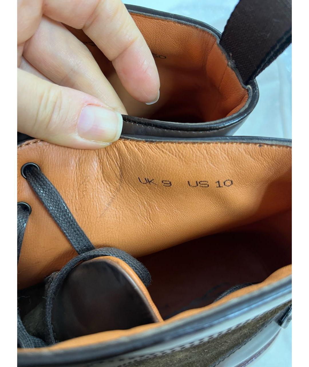 SANTONI Коричневые кожаные высокие ботинки, фото 5