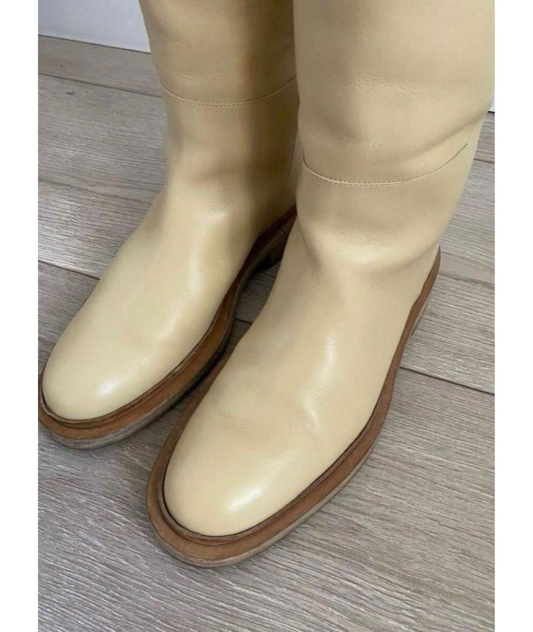 JIL SANDER Бежевые кожаные сапоги, фото 3