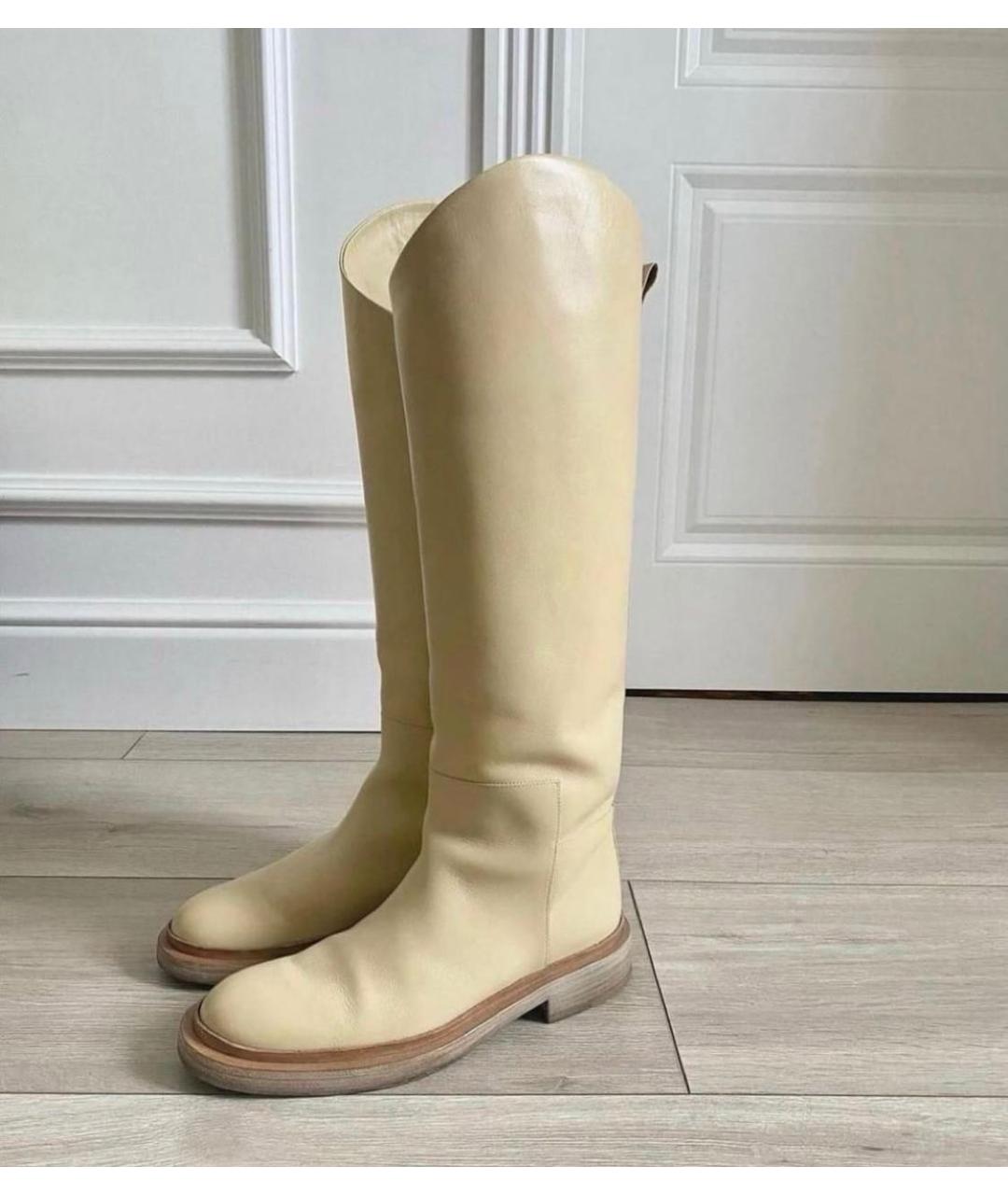 JIL SANDER Бежевые кожаные сапоги, фото 2