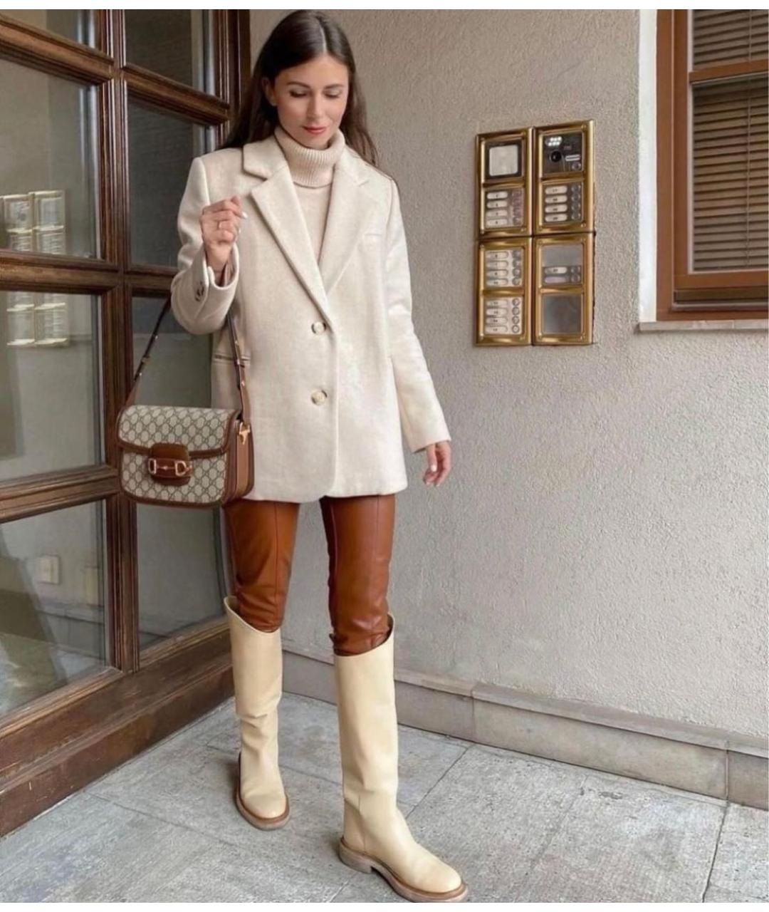 JIL SANDER Бежевые кожаные сапоги, фото 4