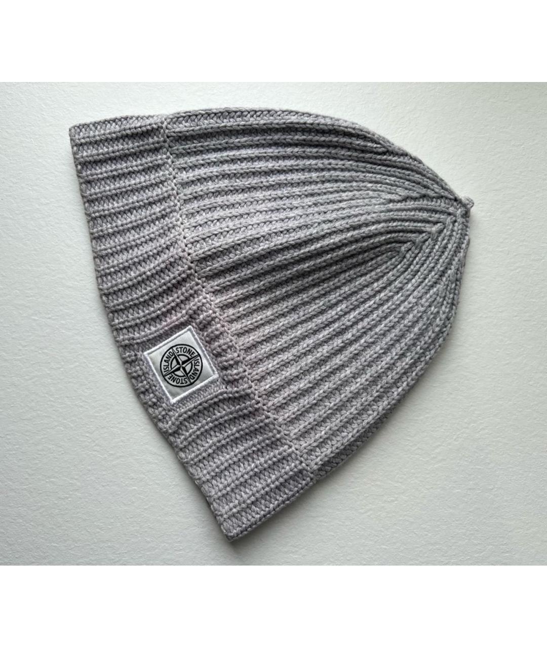 STONE ISLAND Серая шерстяная шапка, фото 4