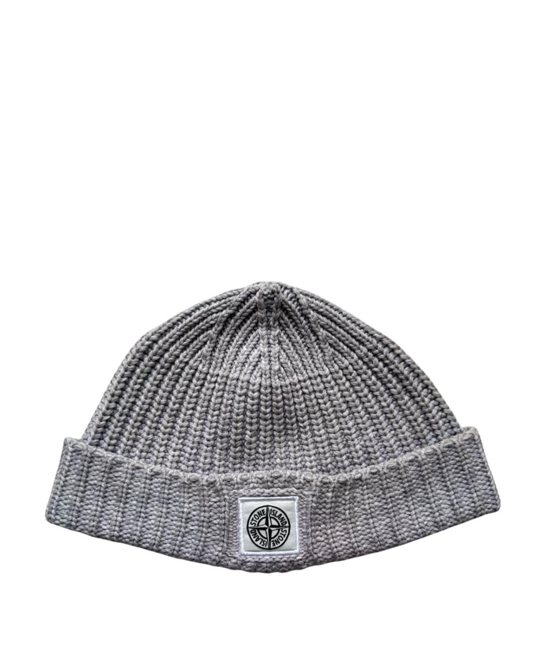 STONE ISLAND Серая шерстяная шапка, фото 1