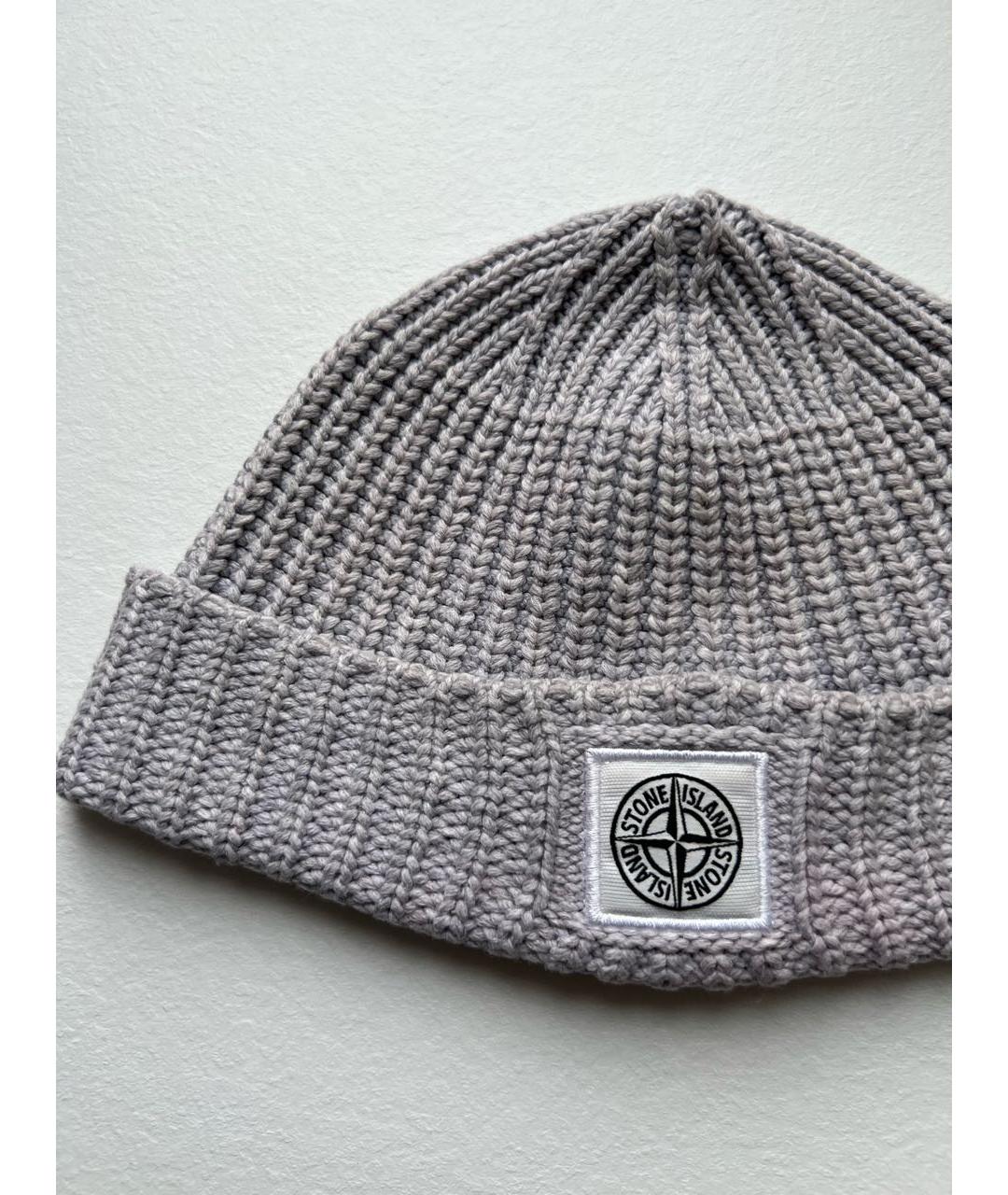 STONE ISLAND Серая шерстяная шапка, фото 3