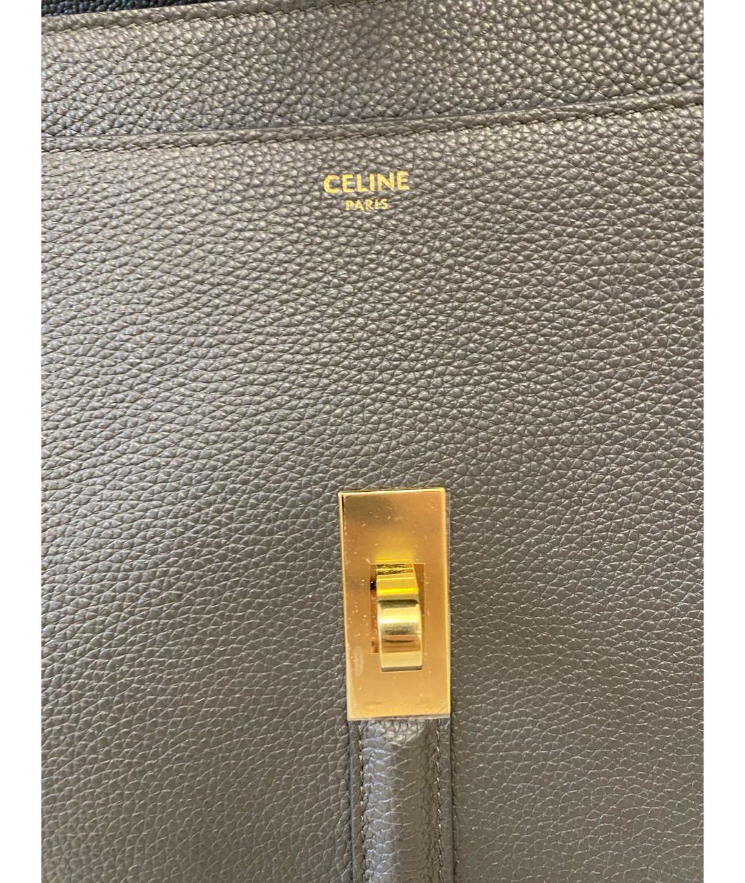 CELINE Серая кожаная сумка с короткими ручками, фото 3