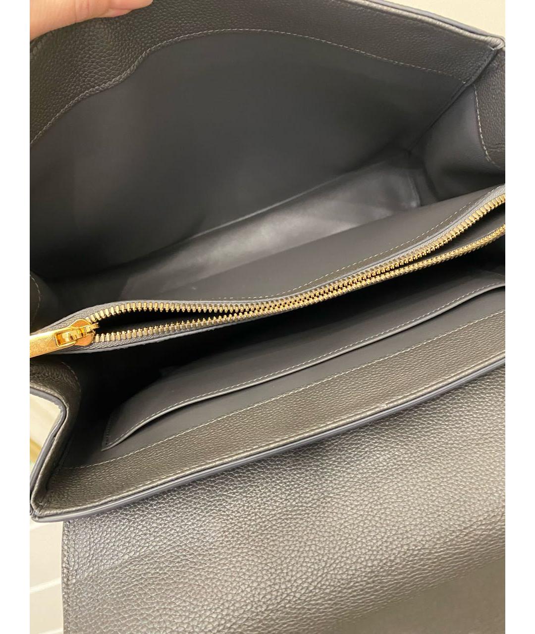 CELINE Серая кожаная сумка с короткими ручками, фото 4