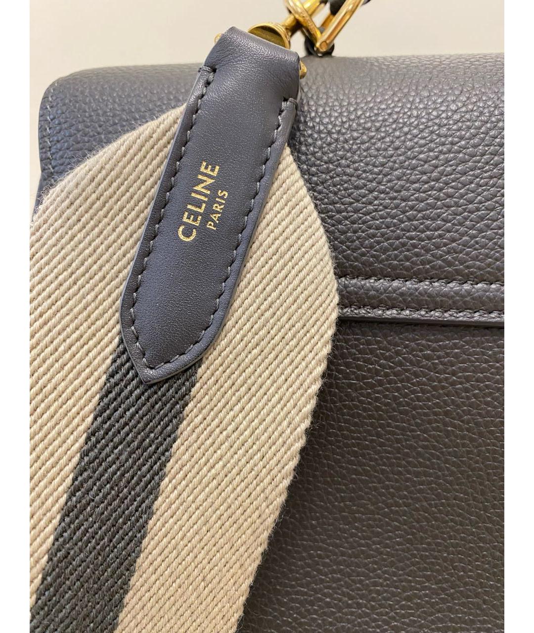 CELINE Серая кожаная сумка с короткими ручками, фото 6