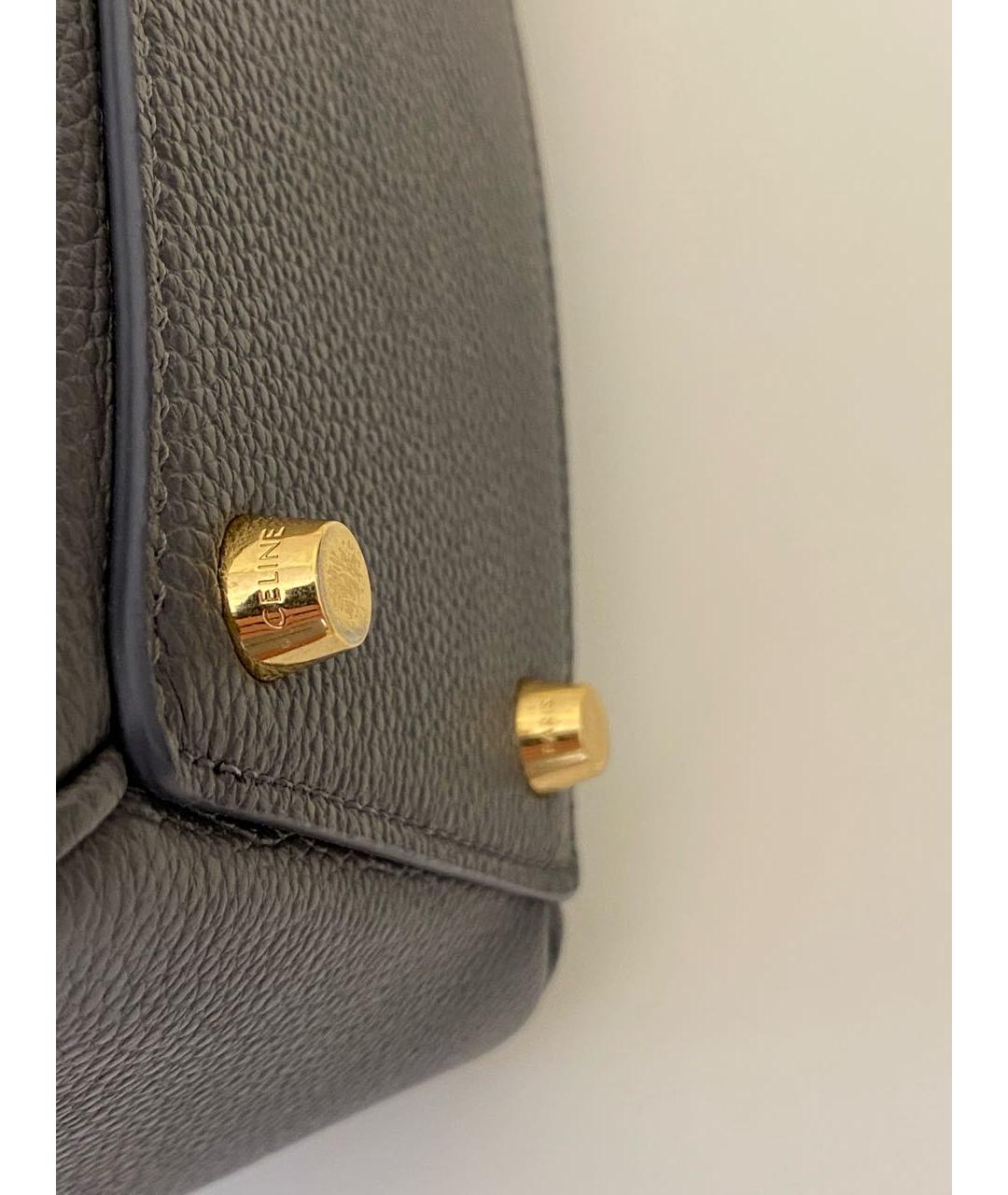 CELINE Серая кожаная сумка с короткими ручками, фото 5