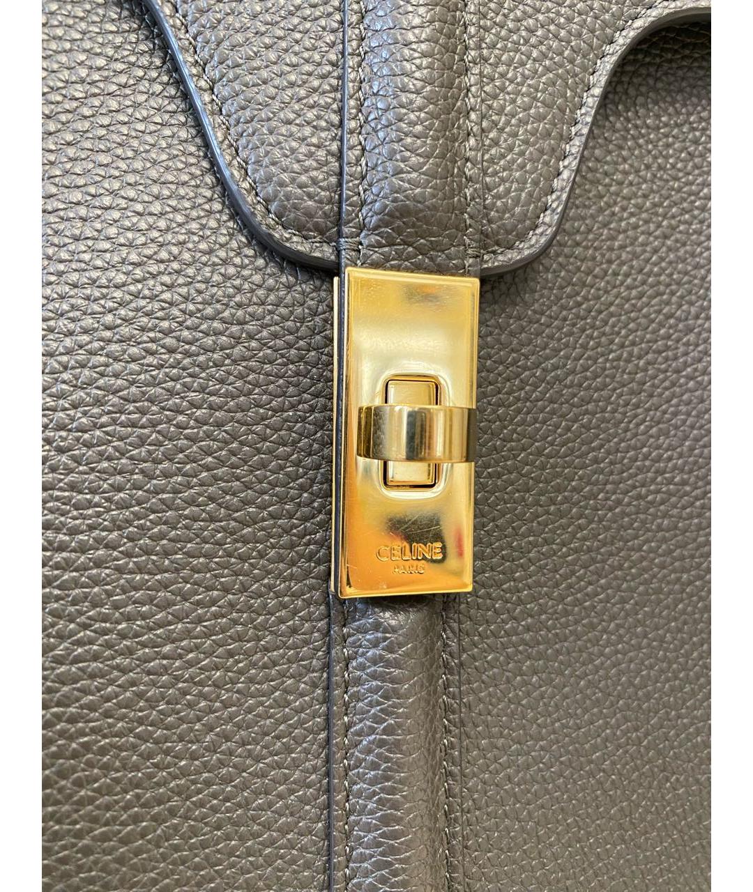 CELINE Серая кожаная сумка с короткими ручками, фото 2