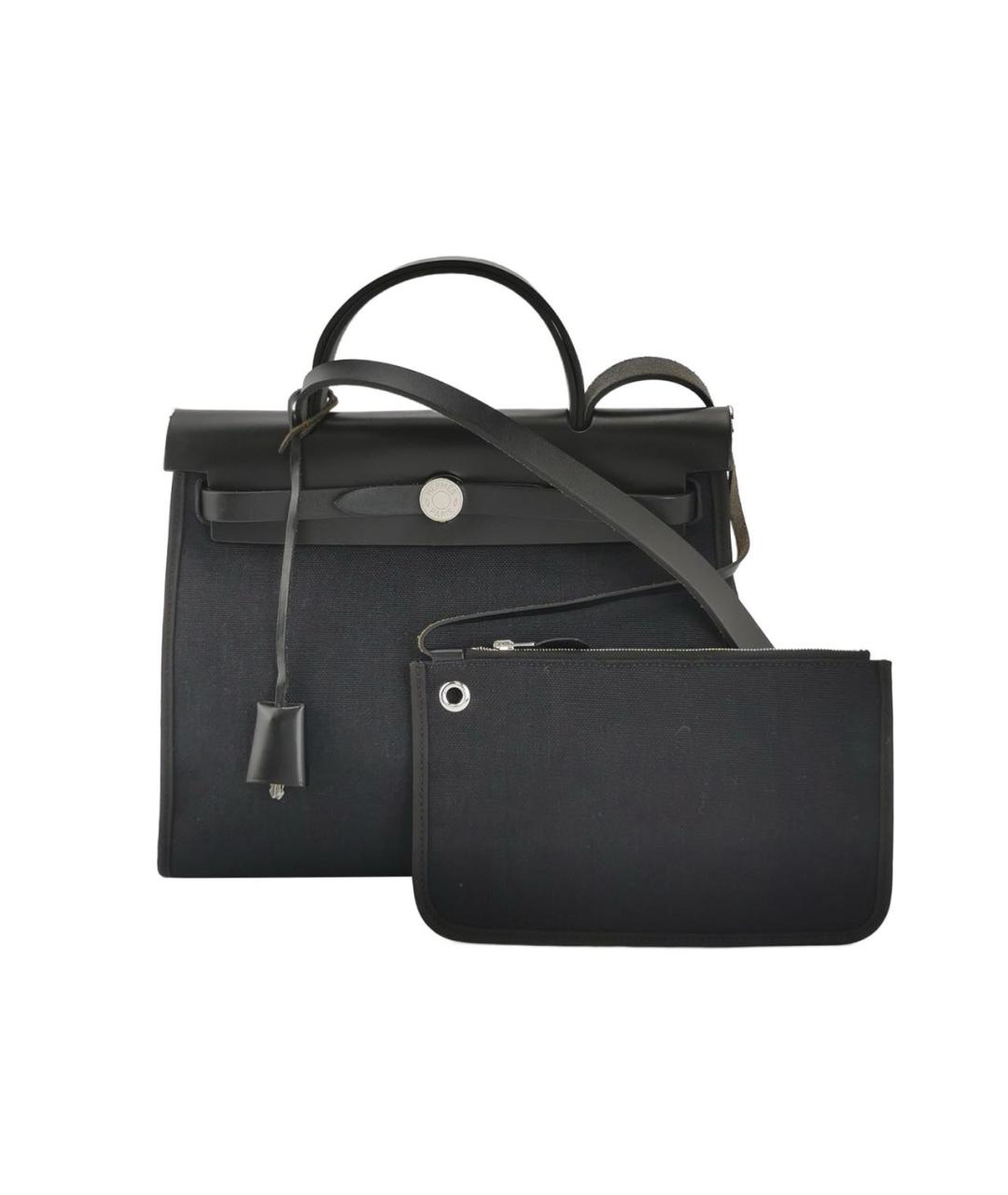 HERMES Черная кожаная сумка тоут, фото 1