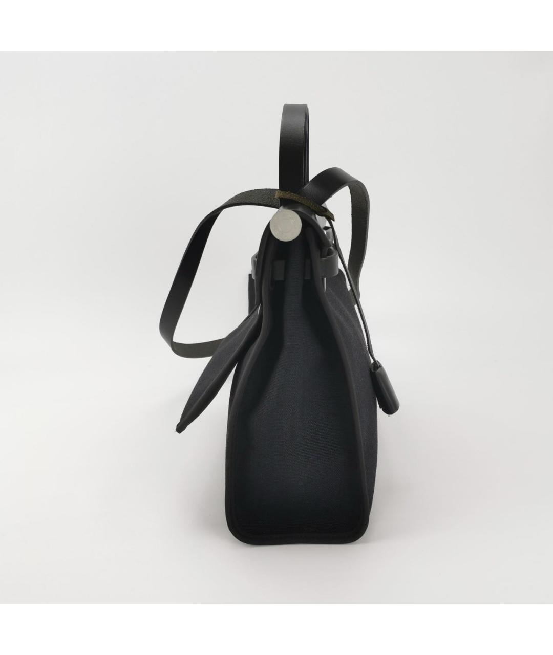 HERMES Черная кожаная сумка тоут, фото 3