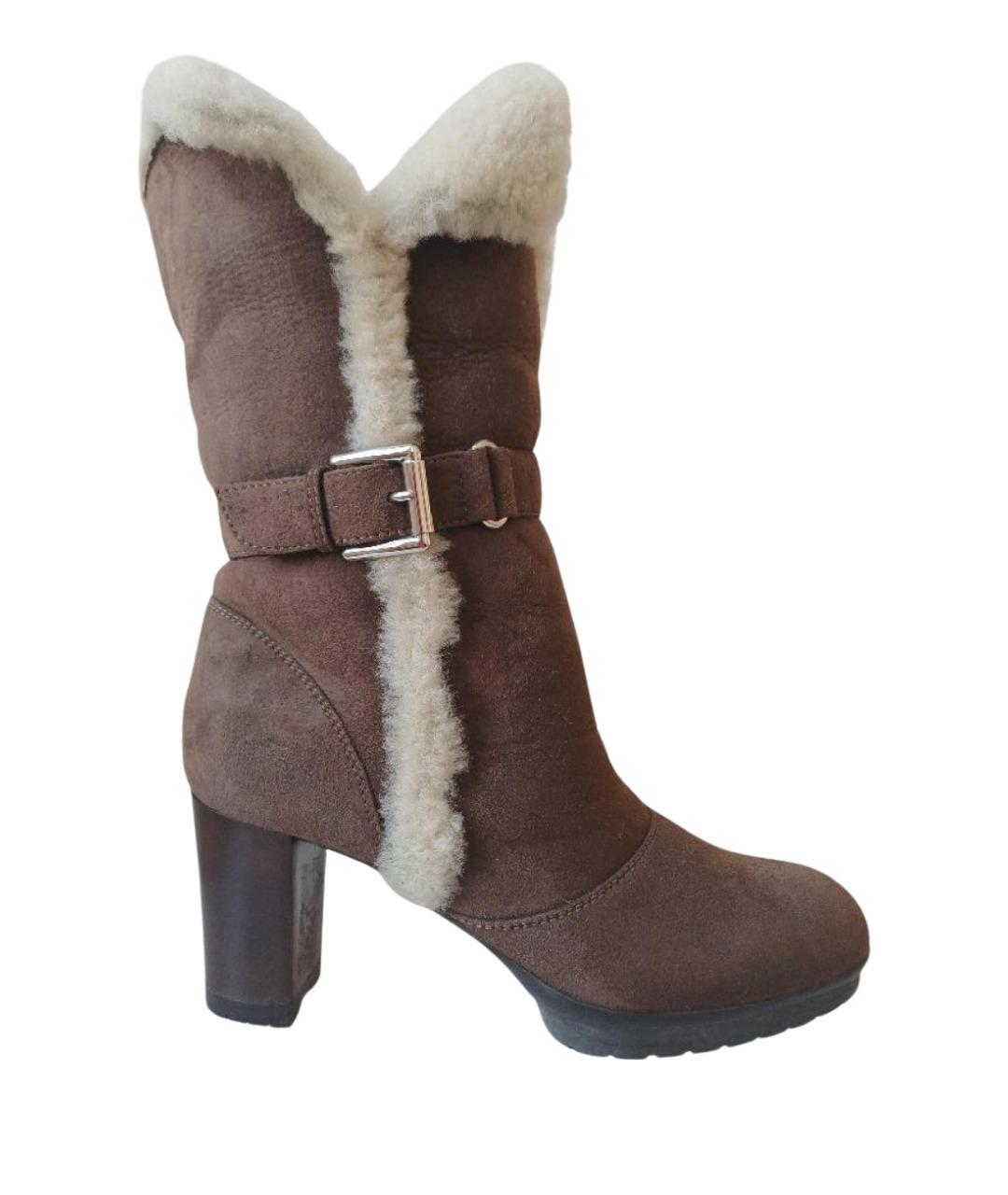 GIANVITO ROSSI Коричневые замшевые ботильоны, фото 1