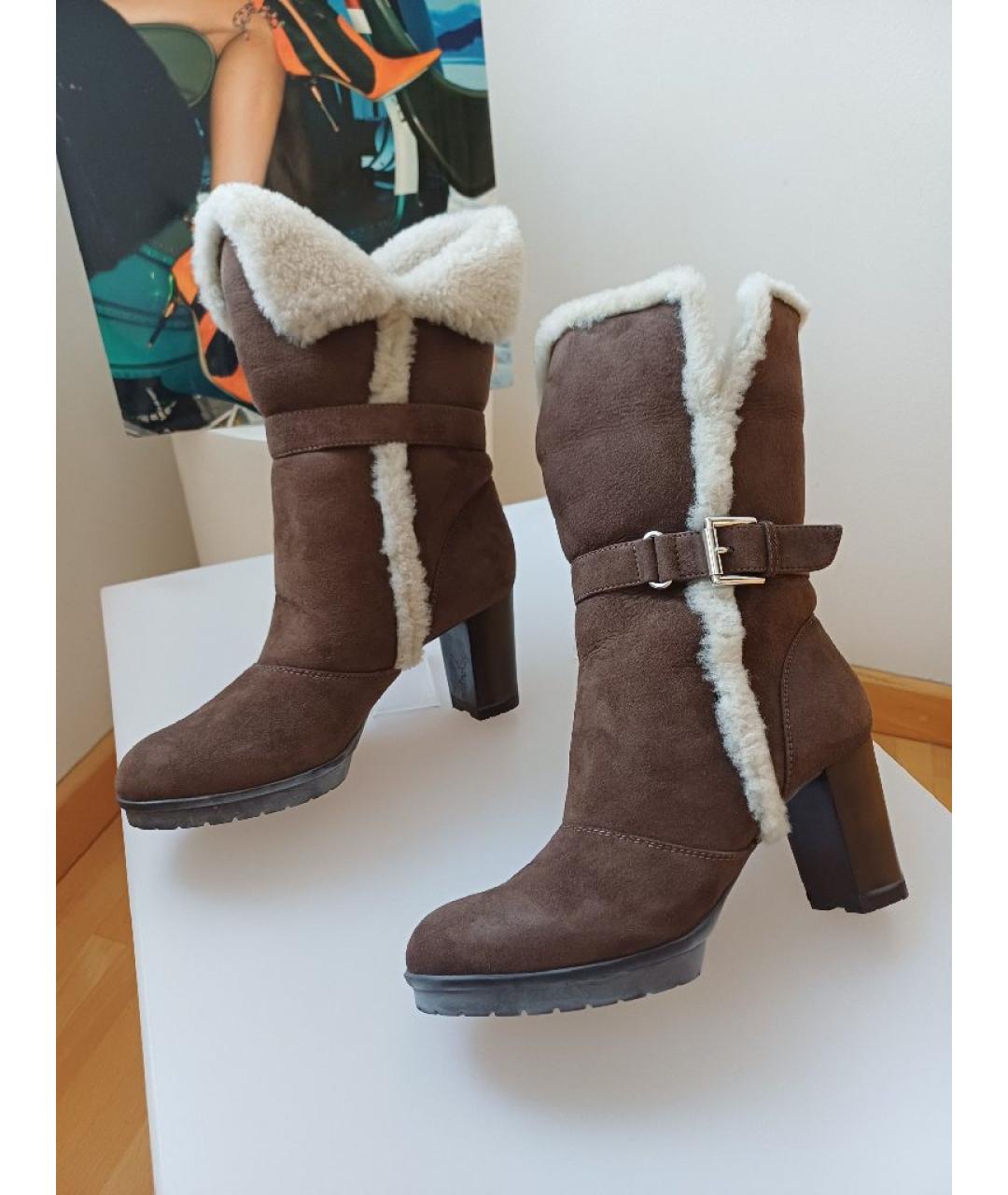 GIANVITO ROSSI Коричневые замшевые ботильоны, фото 5