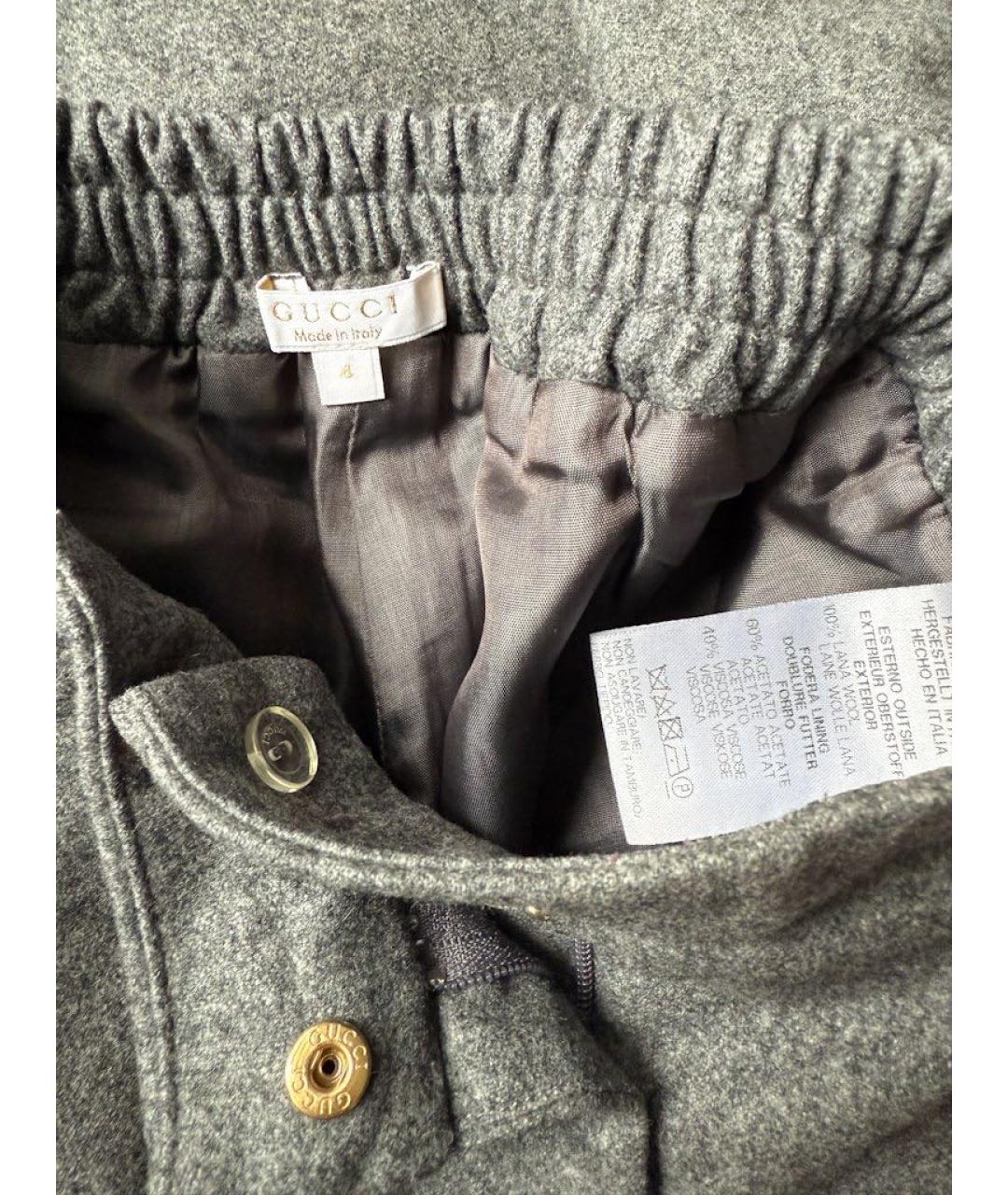 GUCCI Серые шерстяные брюки и шорты, фото 4