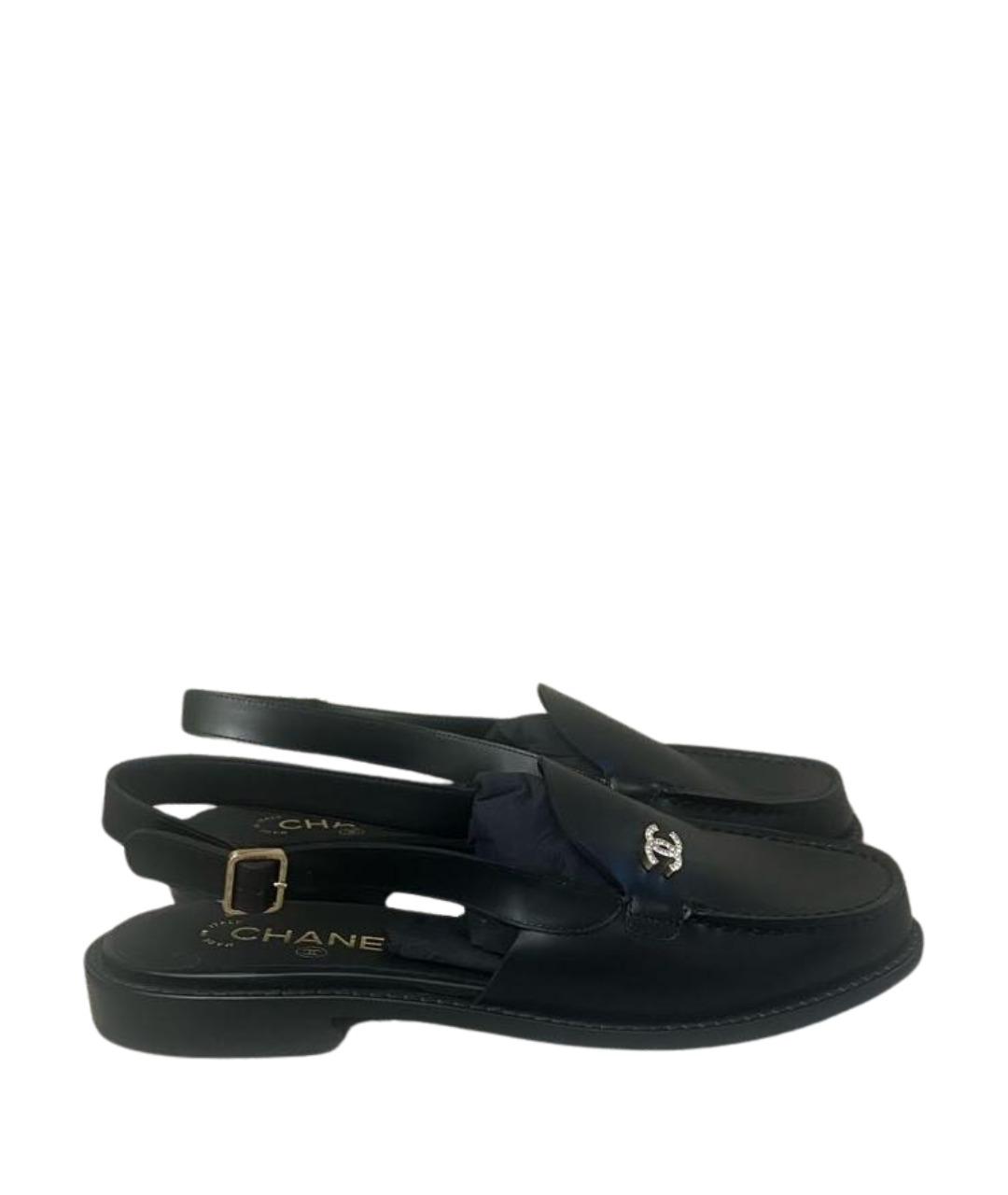 CHANEL Черные кожаные лоферы, фото 1