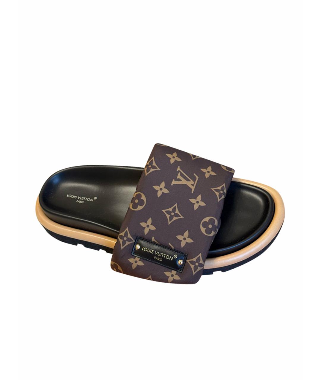LOUIS VUITTON Коричневые кожаные сандалии, фото 1