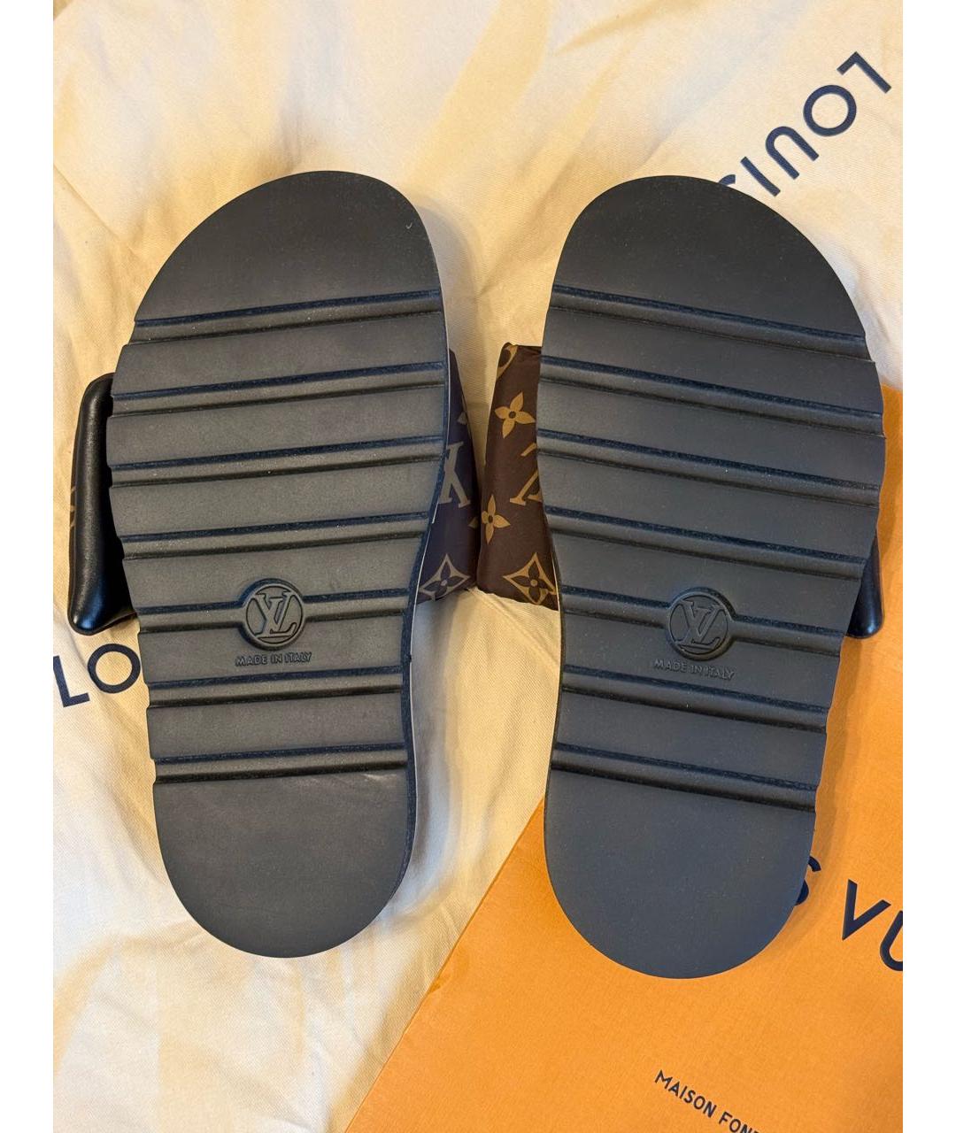 LOUIS VUITTON Коричневые кожаные сандалии, фото 3