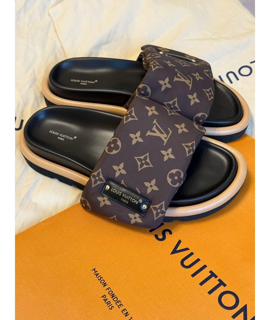 LOUIS VUITTON Коричневые кожаные сандалии, фото 4