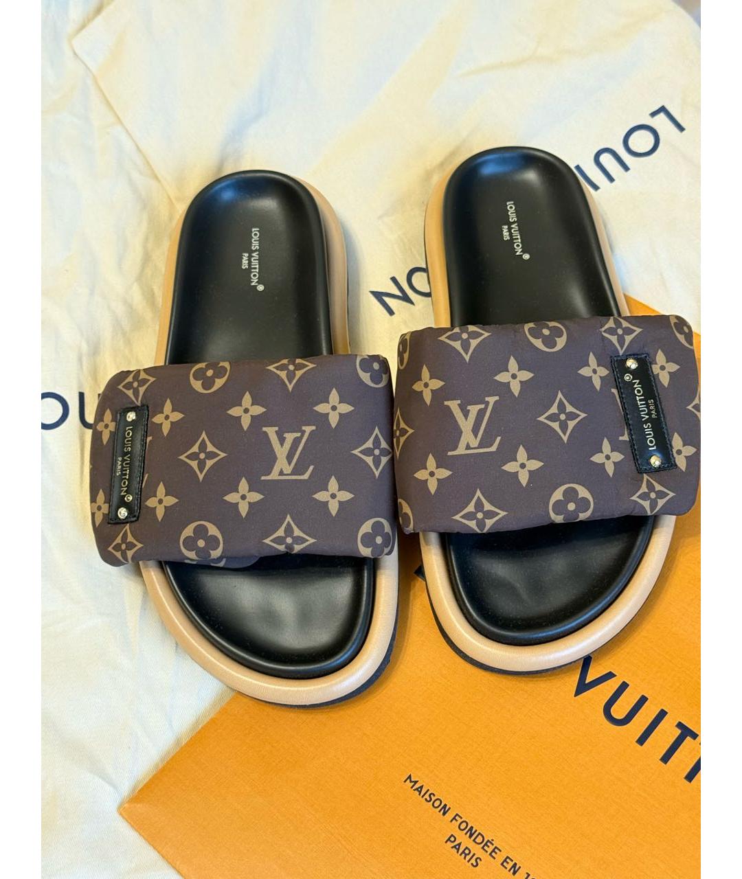 LOUIS VUITTON Коричневые кожаные сандалии, фото 2