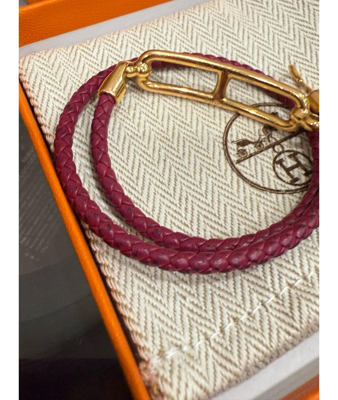 HERMES Бордовый металлический браслет, фото 4