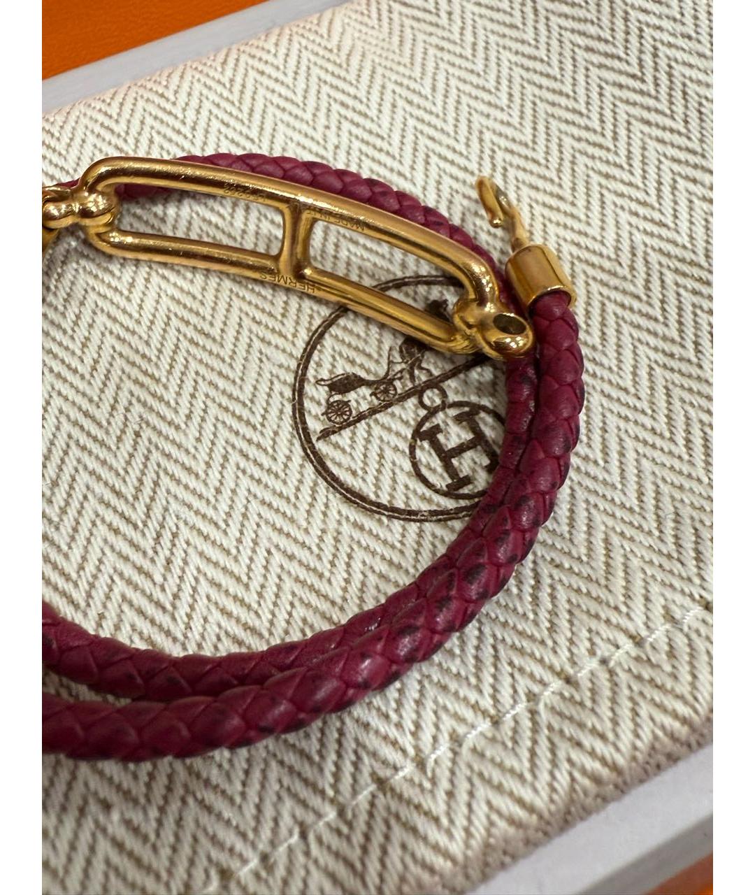 HERMES Бордовый металлический браслет, фото 2