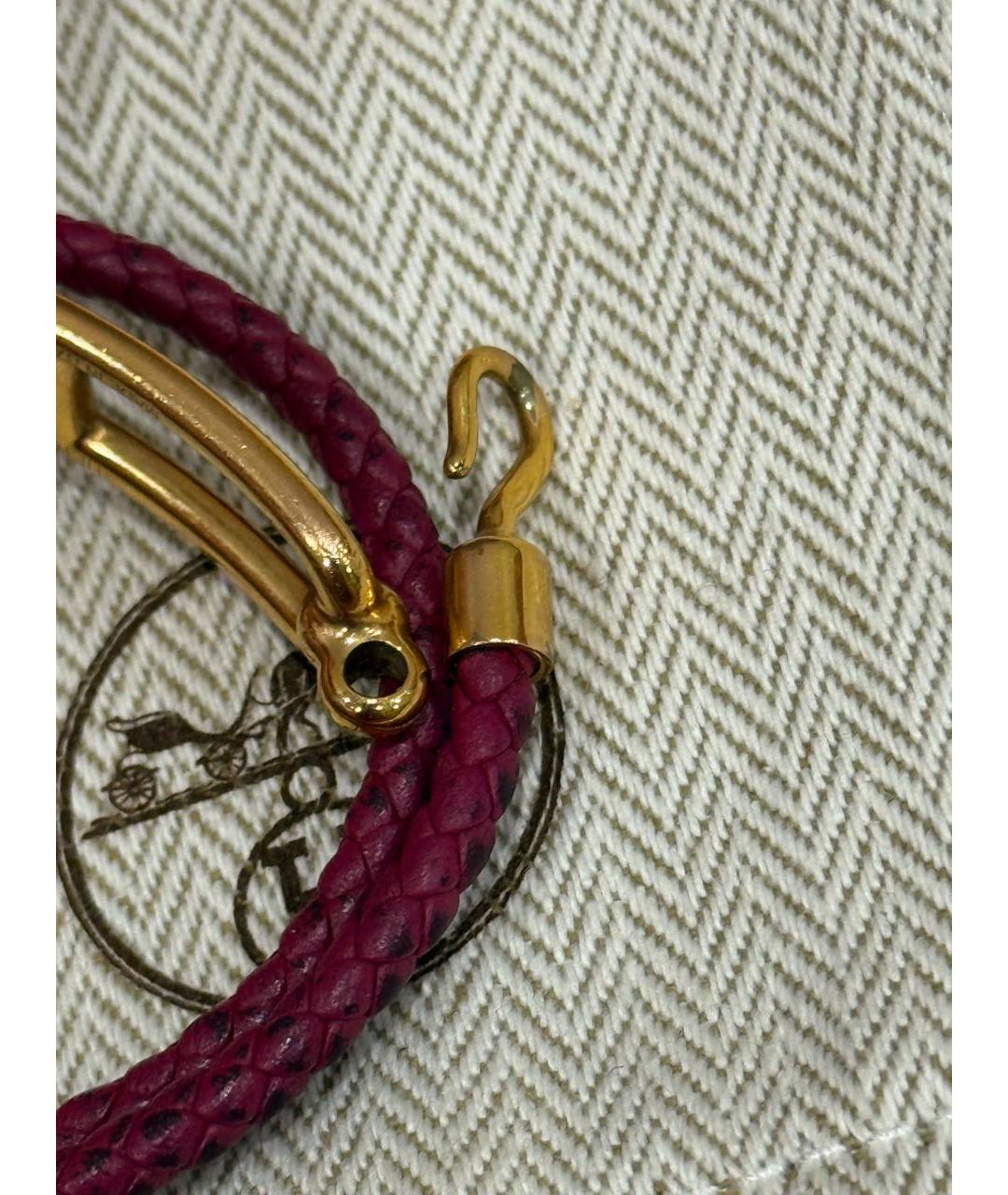 HERMES Бордовый металлический браслет, фото 3