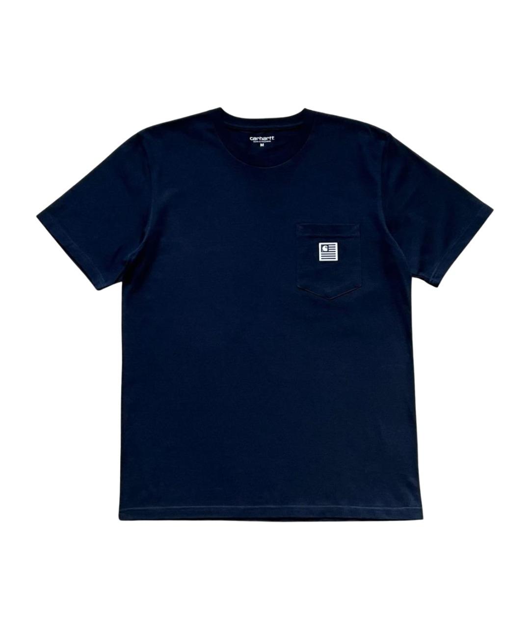 CARHARTT WIP Темно-синяя хлопковая футболка, фото 1