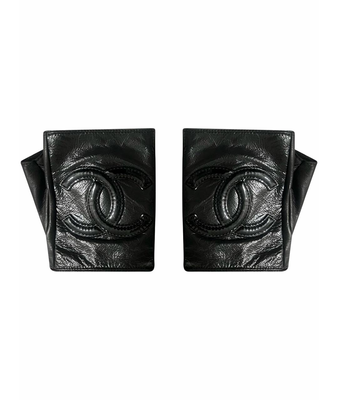 CHANEL Черные кожаные митенки, фото 1