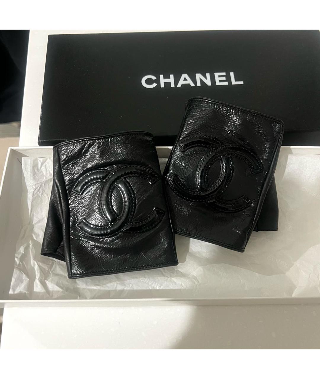 CHANEL Черные кожаные митенки, фото 8