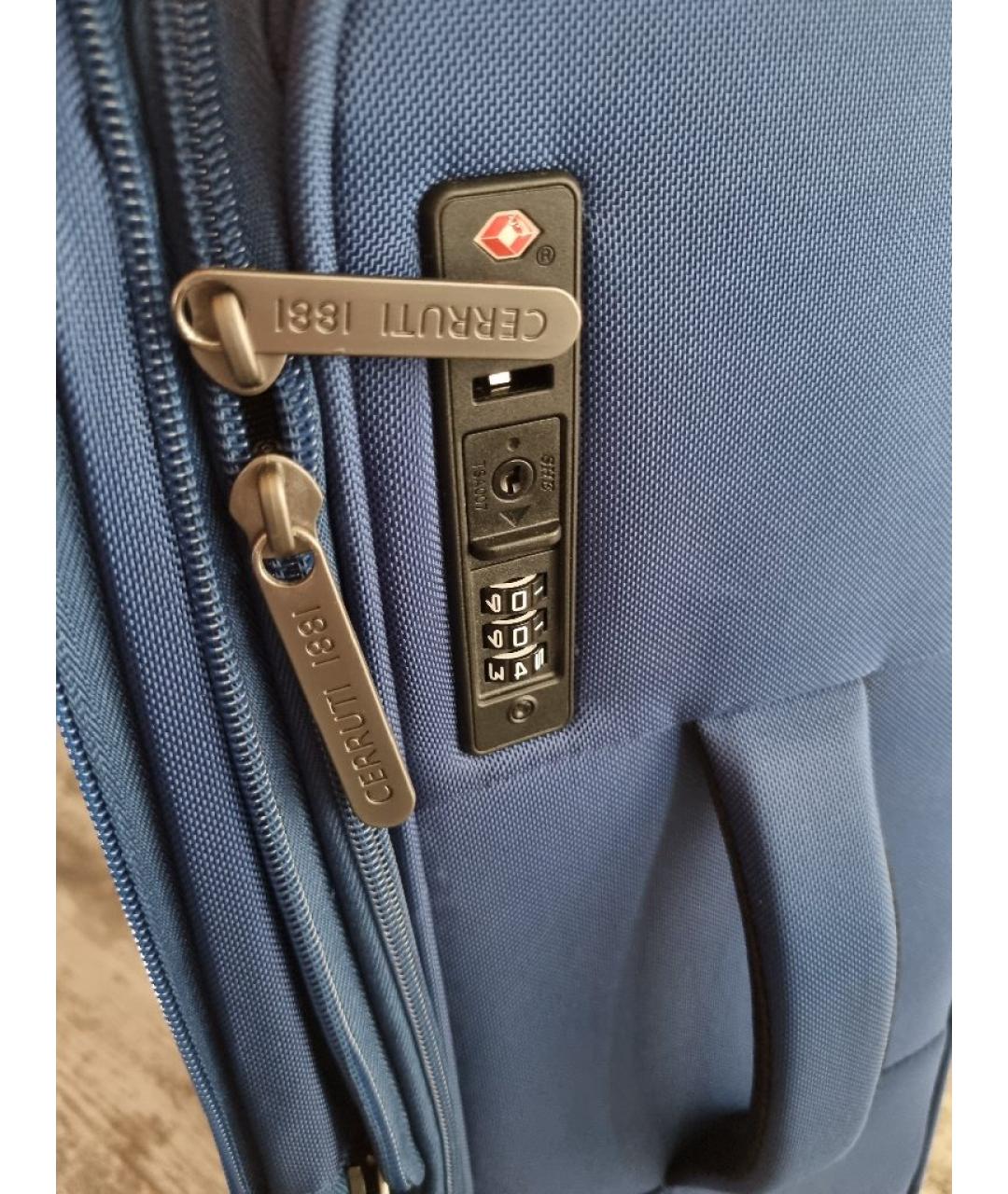 CERRUTI 1881 Темно-синий синтетический чемодан, фото 4