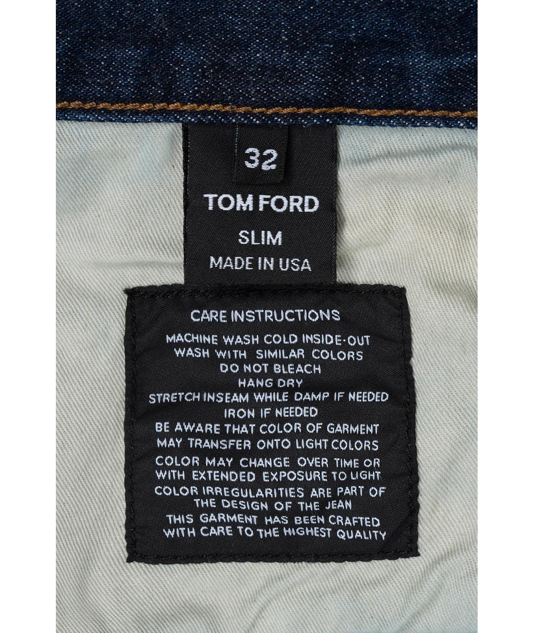 TOM FORD Темно-синие хлопко-полиэстеровые джинсы скинни, фото 6