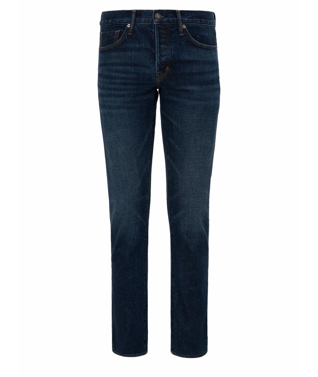 TOM FORD Темно-синие хлопко-полиэстеровые джинсы скинни, фото 1