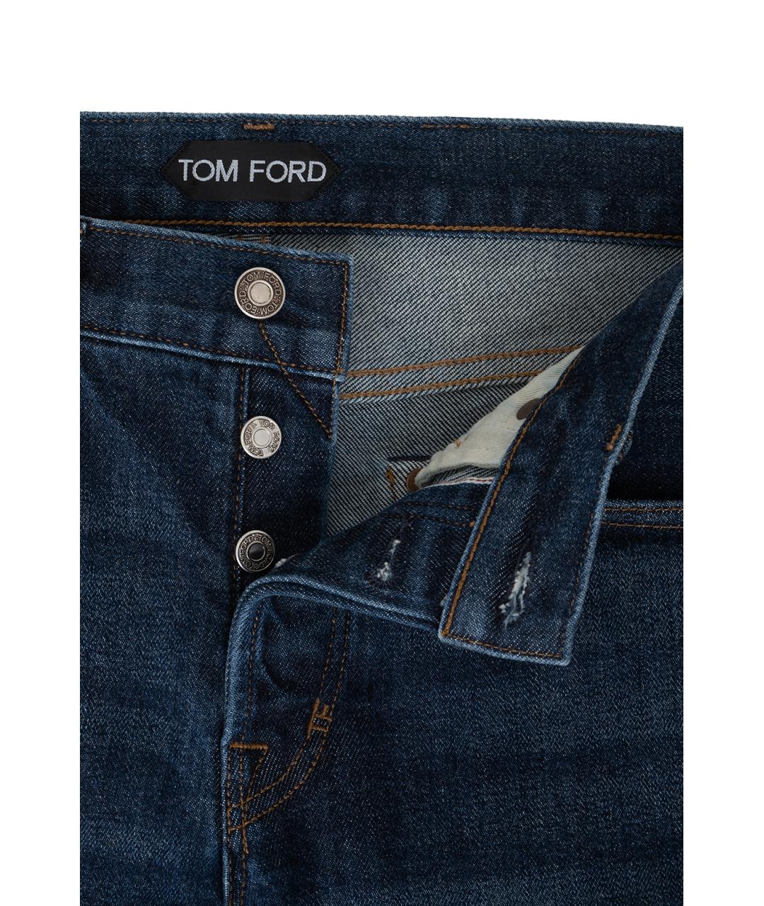 TOM FORD Темно-синие хлопко-полиэстеровые джинсы скинни, фото 3