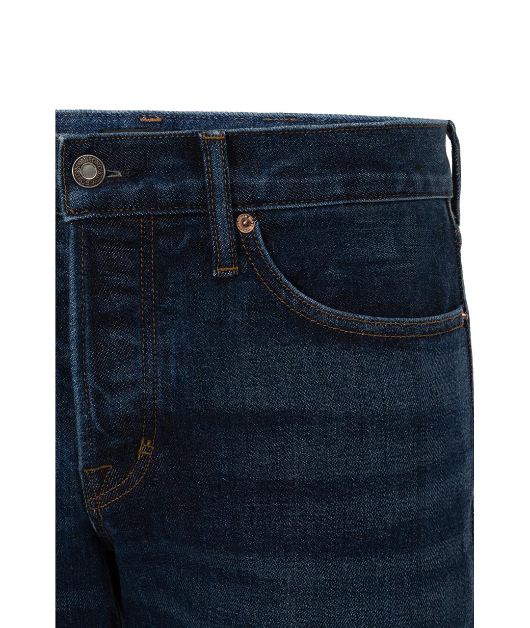 TOM FORD Темно-синие хлопко-полиэстеровые джинсы скинни, фото 4