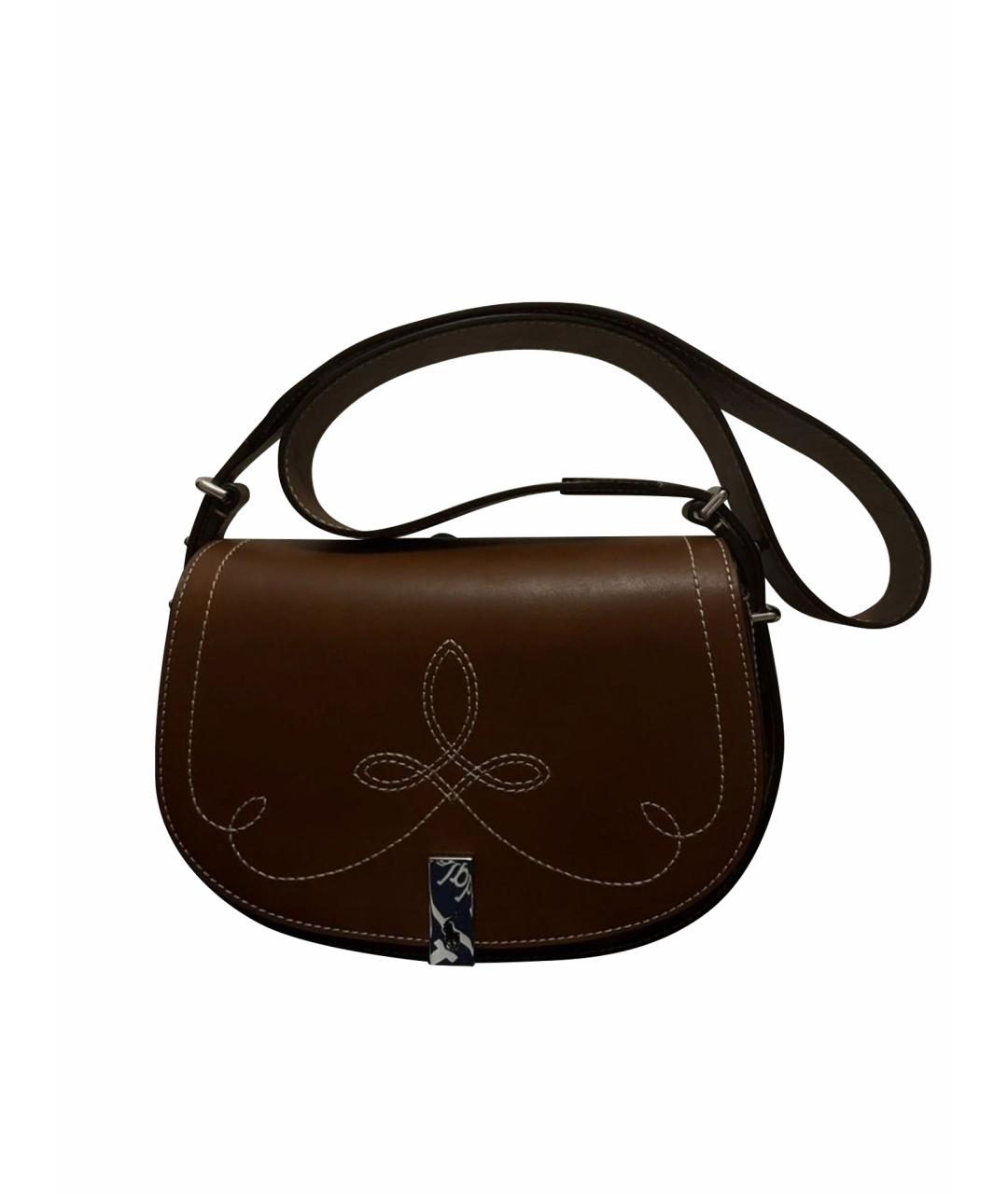 POLO RALPH LAUREN Коричневая кожаная сумка через плечо, фото 1