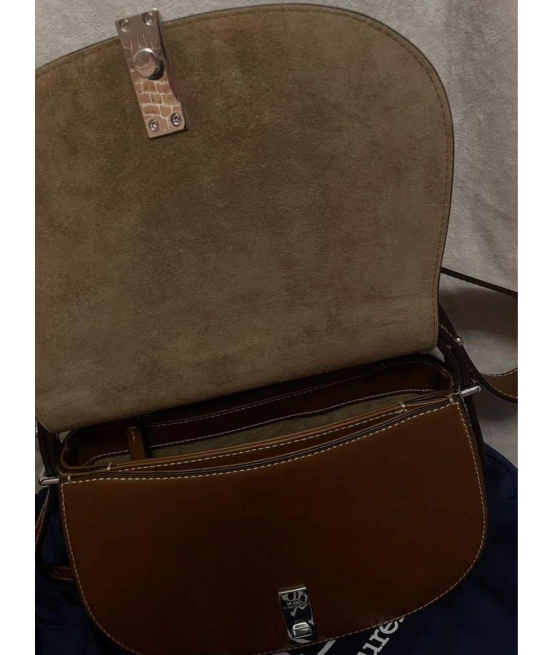 POLO RALPH LAUREN Коричневая кожаная сумка через плечо, фото 4