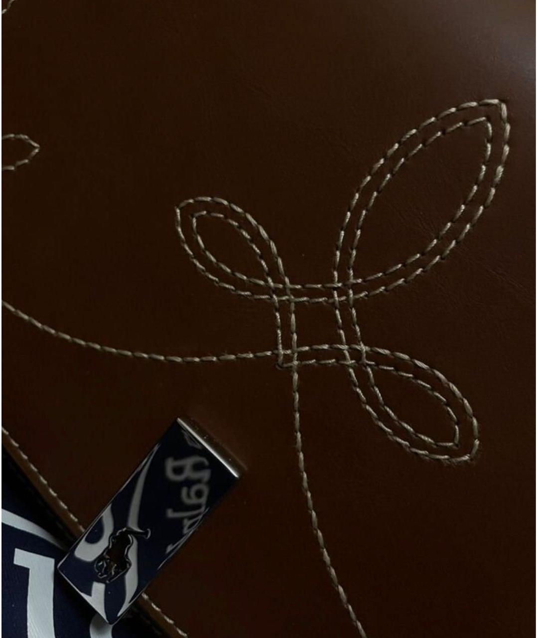 POLO RALPH LAUREN Коричневая кожаная сумка через плечо, фото 2