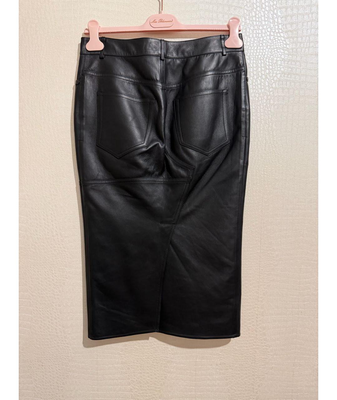 TOM FORD Черная кожаная юбка миди, фото 2