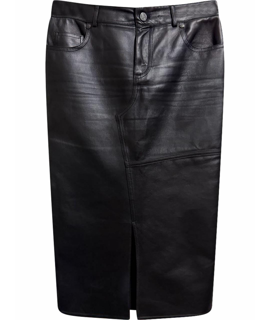 TOM FORD Черная кожаная юбка миди, фото 1