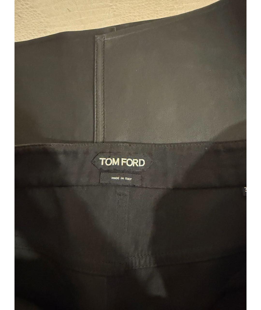 TOM FORD Черная кожаная юбка миди, фото 3