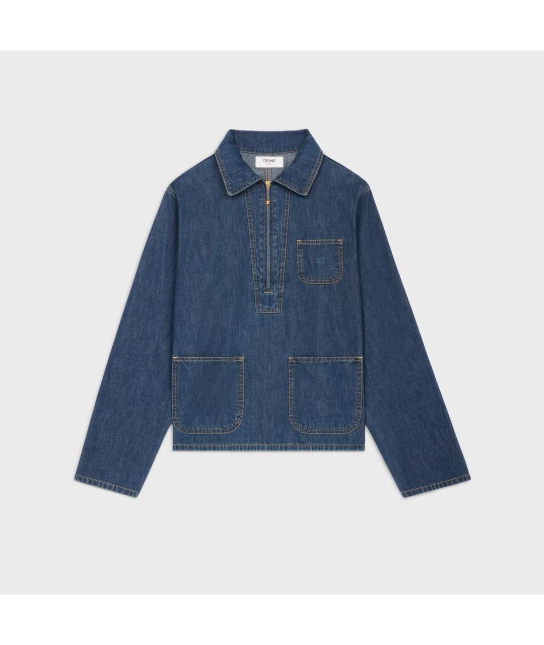 CELINE Синяя хлопковая рубашка, фото 9