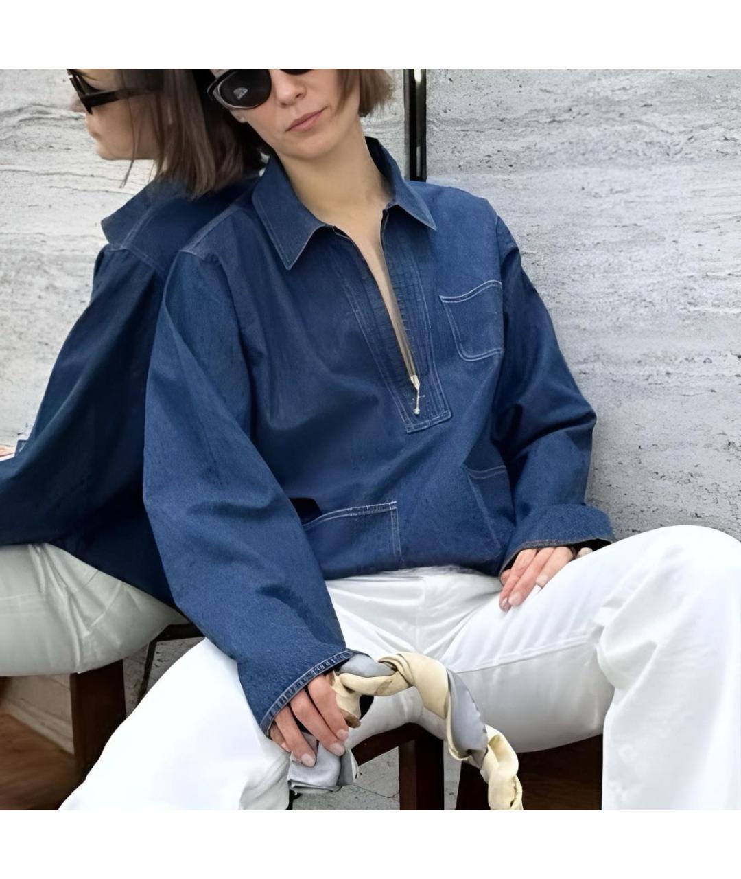 CELINE Синяя хлопковая рубашка, фото 2