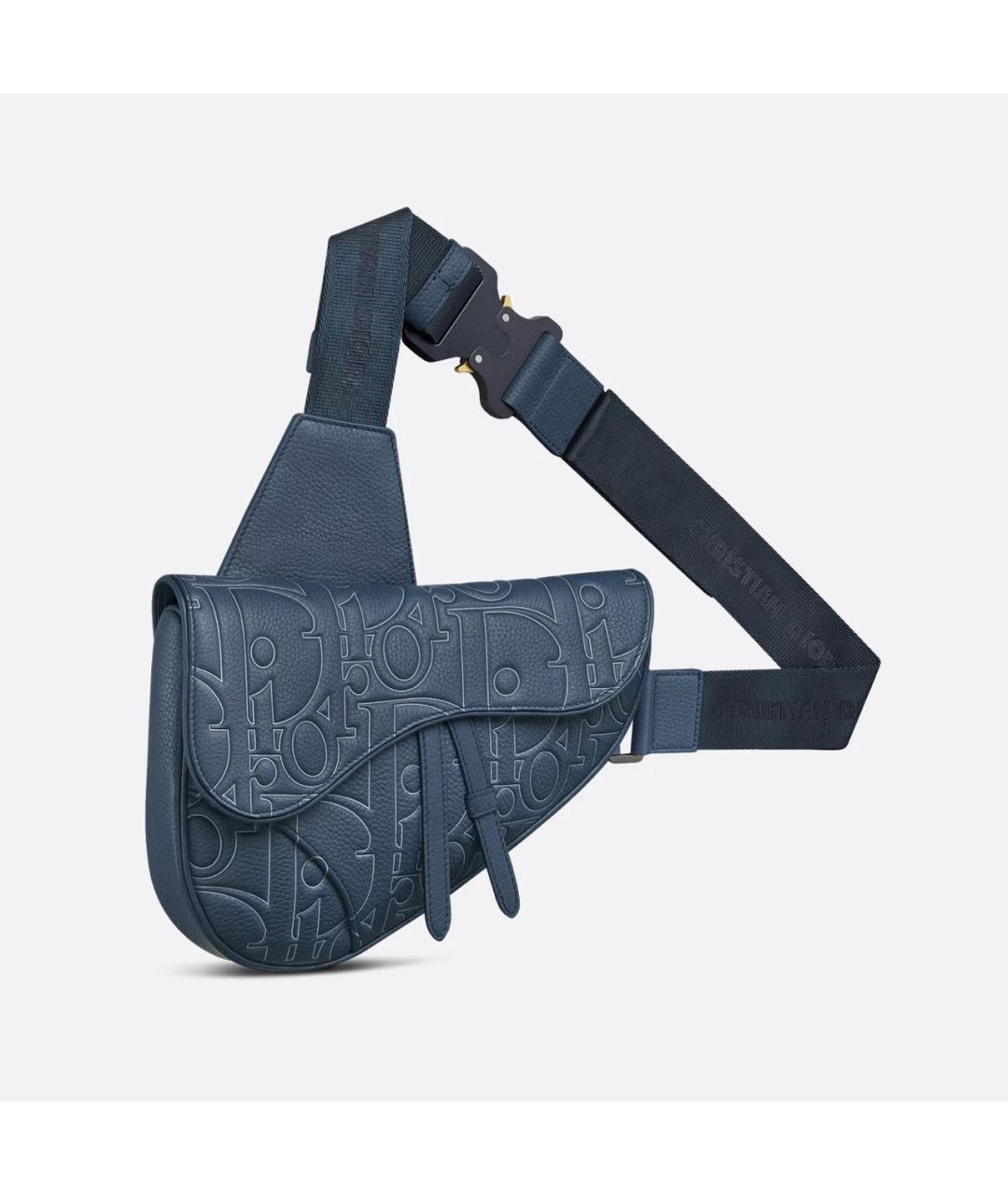 CHRISTIAN DIOR Синяя кожаная барсетка, фото 4