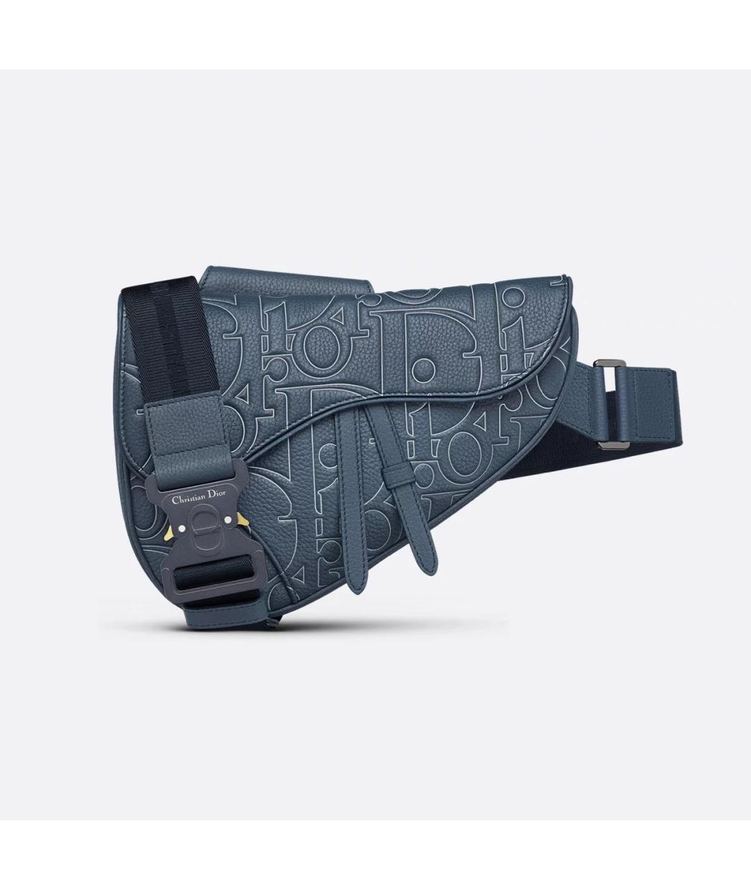 CHRISTIAN DIOR Синяя кожаная барсетка, фото 6