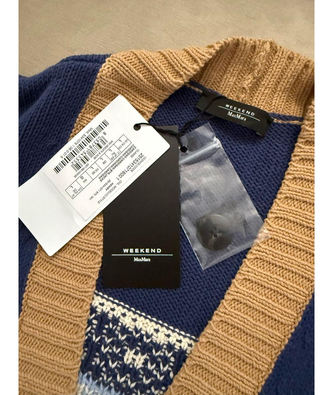 WEEKEND MAX MARA Синий хлопковый кардиган, фото 4