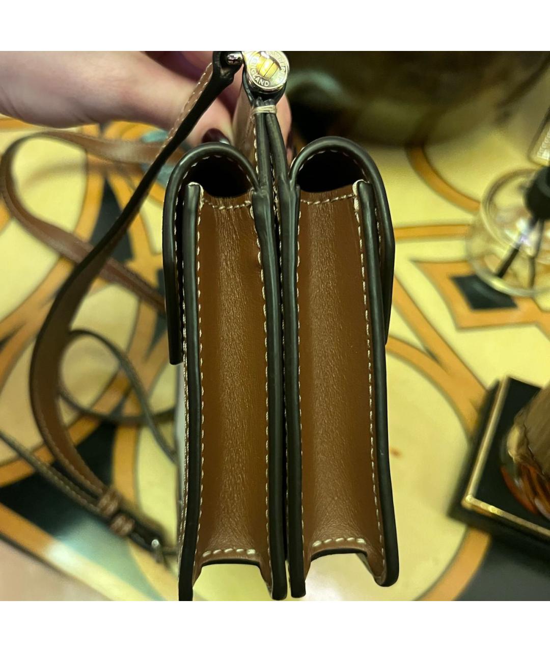 BURBERRY Коричневая кожаная сумка через плечо, фото 6