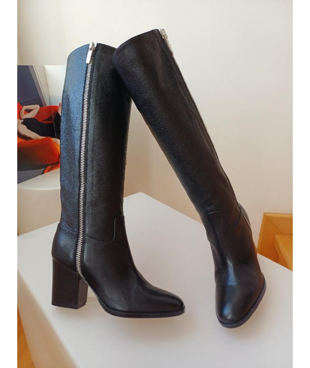 SERGIO ROSSI Черные кожаные сапоги, фото 3